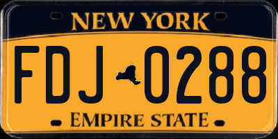 NY license plate FDJ0288