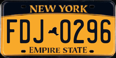 NY license plate FDJ0296