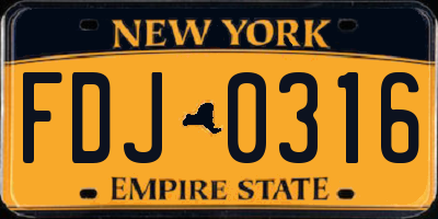NY license plate FDJ0316
