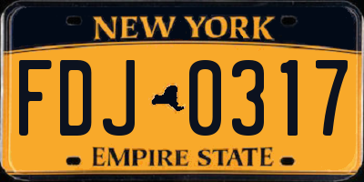 NY license plate FDJ0317