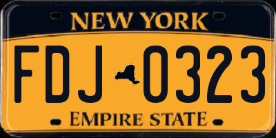 NY license plate FDJ0323
