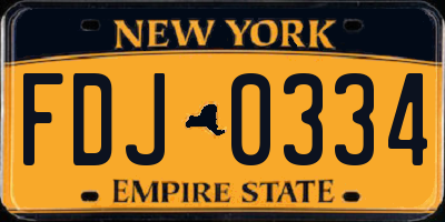 NY license plate FDJ0334