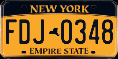 NY license plate FDJ0348