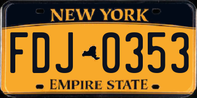 NY license plate FDJ0353