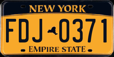 NY license plate FDJ0371