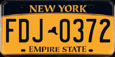 NY license plate FDJ0372