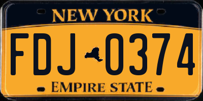 NY license plate FDJ0374