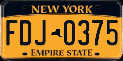 NY license plate FDJ0375