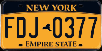 NY license plate FDJ0377