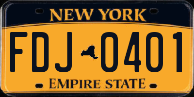 NY license plate FDJ0401