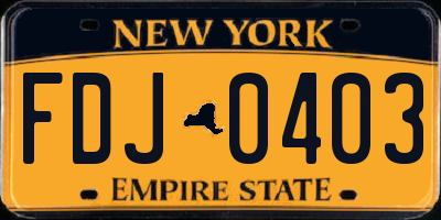 NY license plate FDJ0403