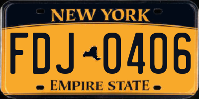 NY license plate FDJ0406