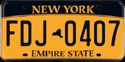 NY license plate FDJ0407