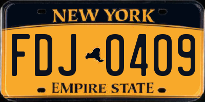 NY license plate FDJ0409