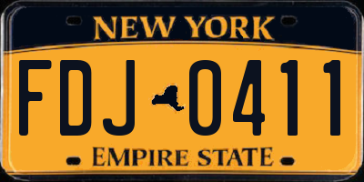 NY license plate FDJ0411