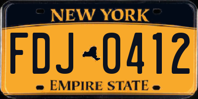 NY license plate FDJ0412