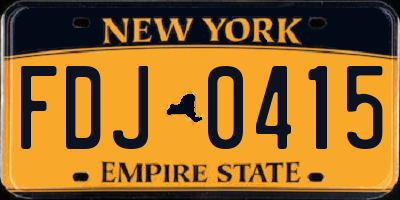 NY license plate FDJ0415