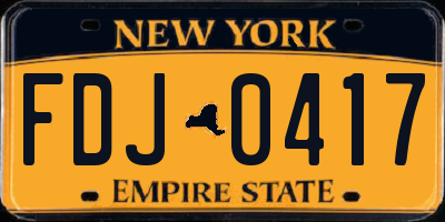 NY license plate FDJ0417