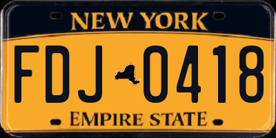 NY license plate FDJ0418