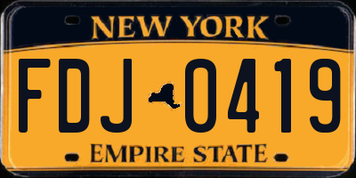 NY license plate FDJ0419