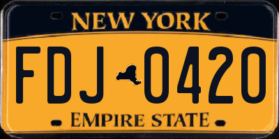 NY license plate FDJ0420