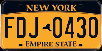 NY license plate FDJ0430