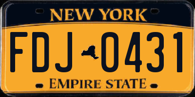 NY license plate FDJ0431