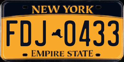 NY license plate FDJ0433