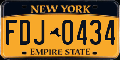 NY license plate FDJ0434