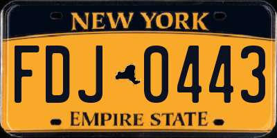 NY license plate FDJ0443