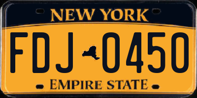 NY license plate FDJ0450