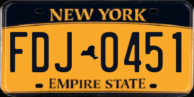 NY license plate FDJ0451