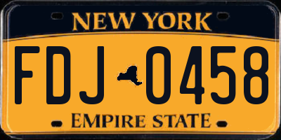 NY license plate FDJ0458