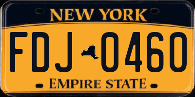 NY license plate FDJ0460
