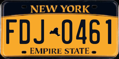 NY license plate FDJ0461