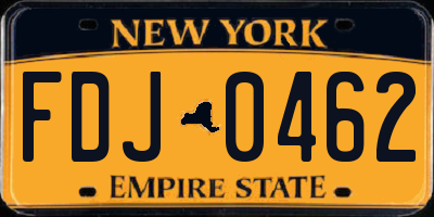 NY license plate FDJ0462
