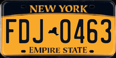 NY license plate FDJ0463