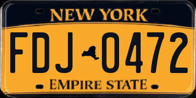 NY license plate FDJ0472