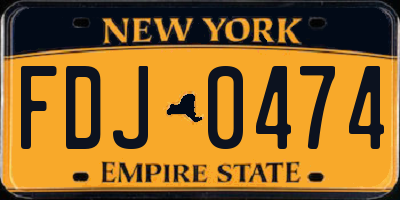 NY license plate FDJ0474