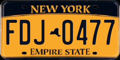 NY license plate FDJ0477