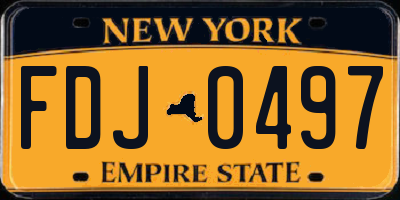 NY license plate FDJ0497
