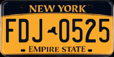 NY license plate FDJ0525