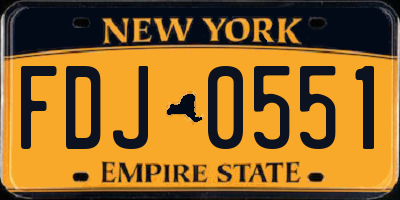 NY license plate FDJ0551