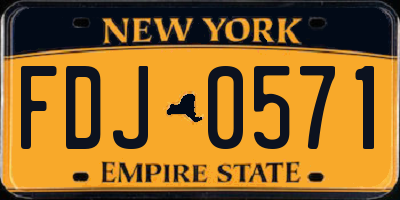 NY license plate FDJ0571