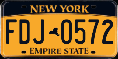 NY license plate FDJ0572