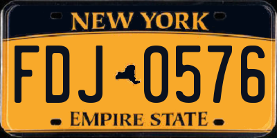 NY license plate FDJ0576