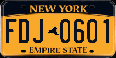 NY license plate FDJ0601