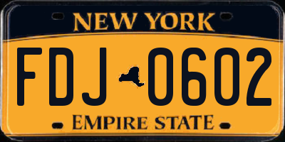 NY license plate FDJ0602