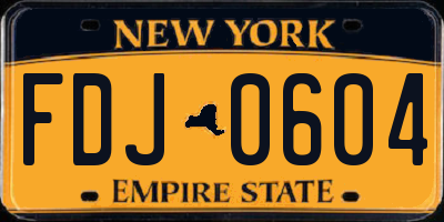 NY license plate FDJ0604