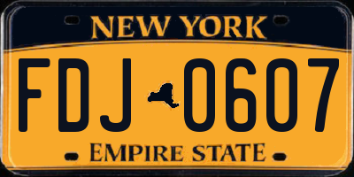 NY license plate FDJ0607